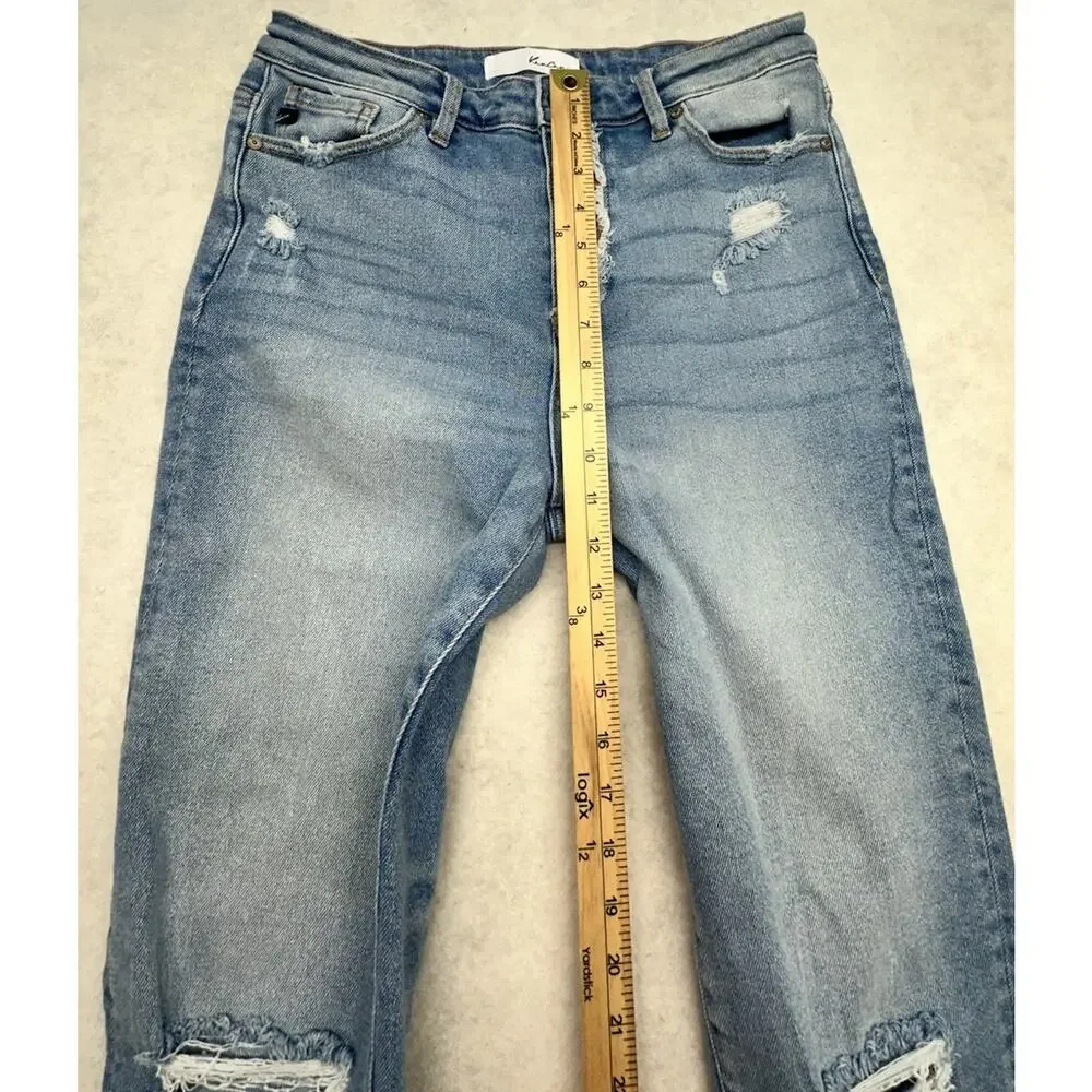 KanCan Jeans Womens Estilo High Rise Denim Blue Distressed Medium Wash Sz 7 27 - Picture 7 of 10